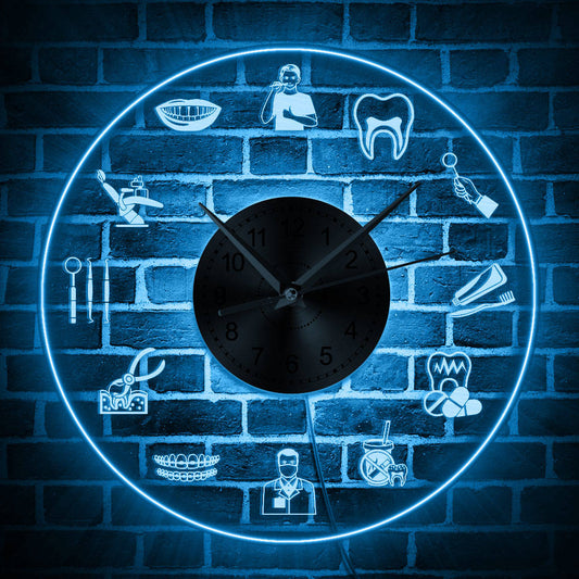 Reloj de pared LED de herramientas de dentista