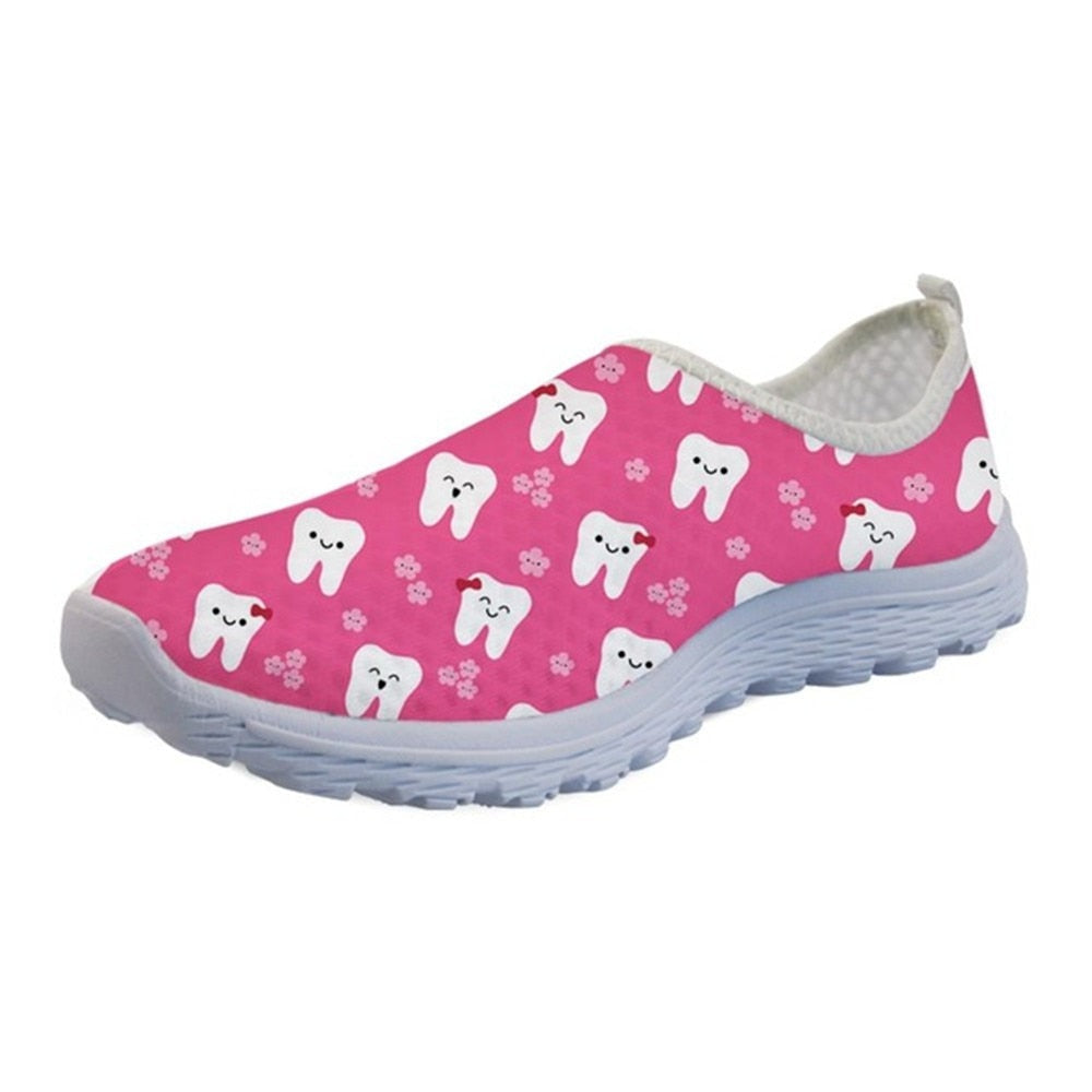 Mesh Lightweight Slip On Sneakers for Women Dentista Pattern Cute Shoes Women Flats Buty Dentysta Beach Water Shoes