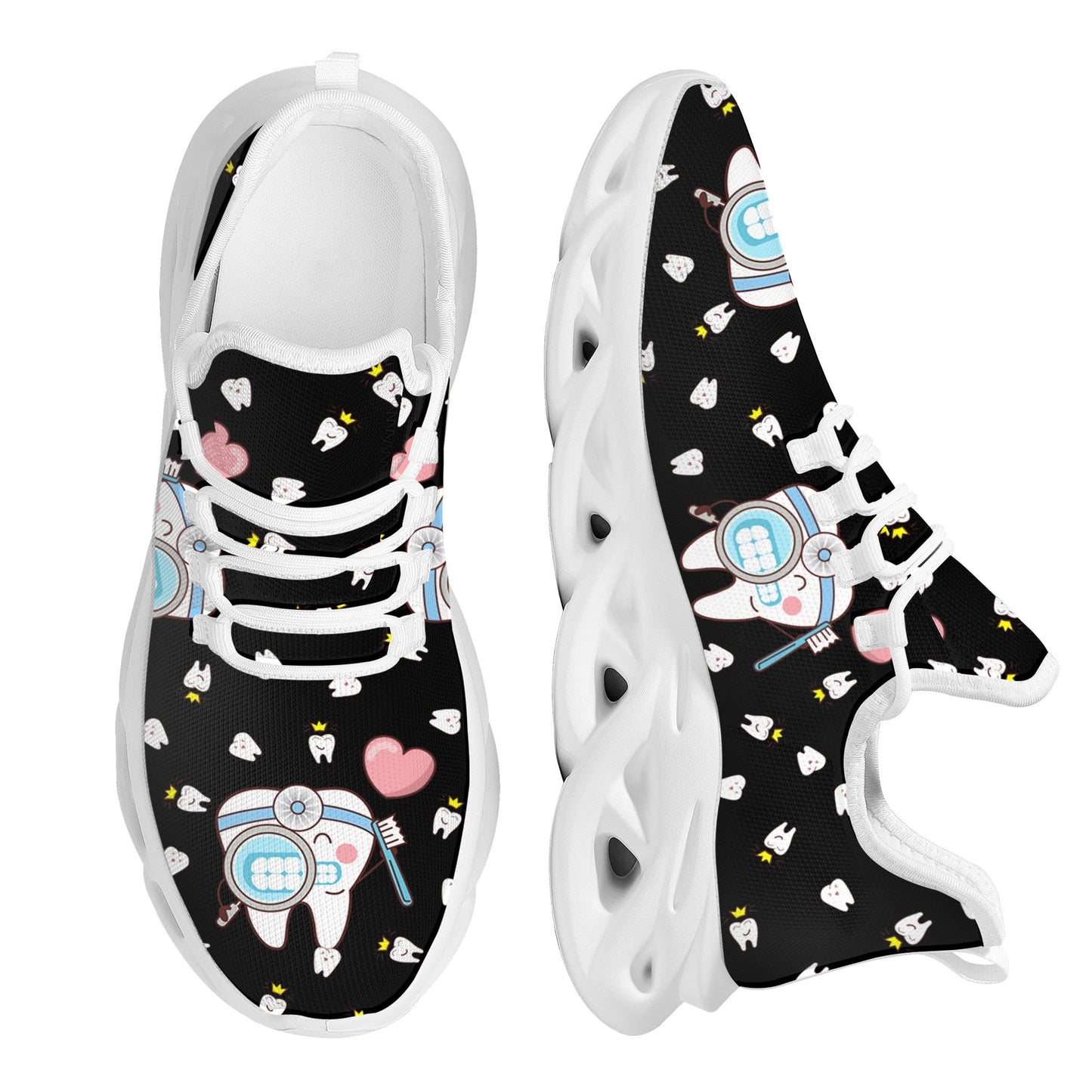 Women Lace Up Starry Sky Dentist Sneakers Cartoon Tooth/Dental Brand Design Female Wear-resistant Flat Walking Shoes