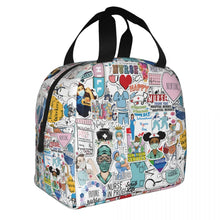 Load image into Gallery viewer, Nurse Print Insulated Portable Lunch Tote Bag  Large Capacity Nurse Picnic Bag Insulated Lunch Bag Women Nurse Print Food Case Portable School Bento Fruits Fresh Storage Pouch
