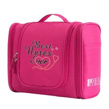 Cargar imagen en el visor de la galería, Pink Nurse Hanging Cosmetic MakeUp and Toiletry Bag Handbag Women Wash Pouch Hook Up Cosmetic Bags Travel Camping Toiletry Organizer Nurse Print Waterproof Make Up Case
