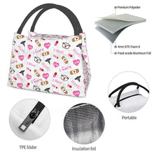 Load image into Gallery viewer, Pink Nurse Life Insulated Lunch Tote Bag for Women Nursing Medical Print Portable Thermal Cooler Bento Box Work Travel Food Bags
