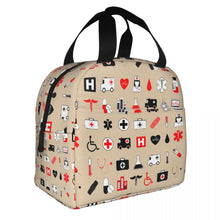 Load image into Gallery viewer, Nurse Print Insulated Portable Lunch Tote Bag  Large Capacity Nurse Picnic Bag Insulated Lunch Bag Women Nurse Print Food Case Portable School Bento Fruits Fresh Storage Pouch
