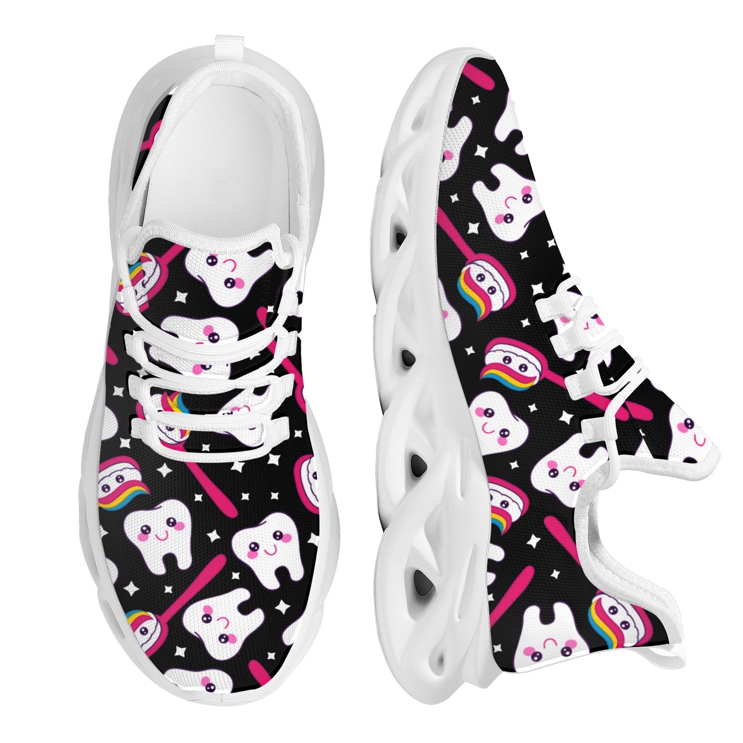 Soft Mesh Swing Sneakers Ladies Dental Platform Shoes for Women Cartoon Dentist Tooth Design Walking Shoes
