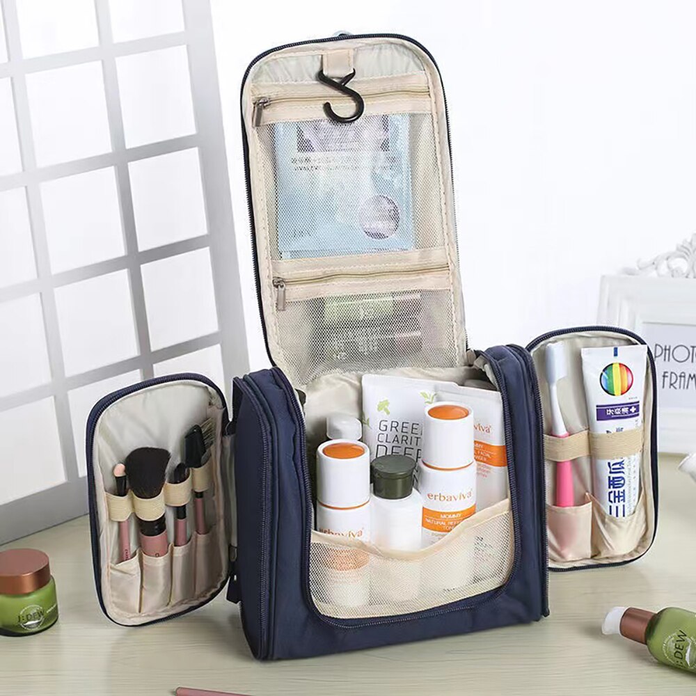 Blue Nurse Hanging Cosmetic MakeUp and Toiletry Bag Handbag Women Wash Pouch Hook Up Cosmetic Bags Travel Camping Toiletry Organizer Nurse Print Waterproof Make Up Case