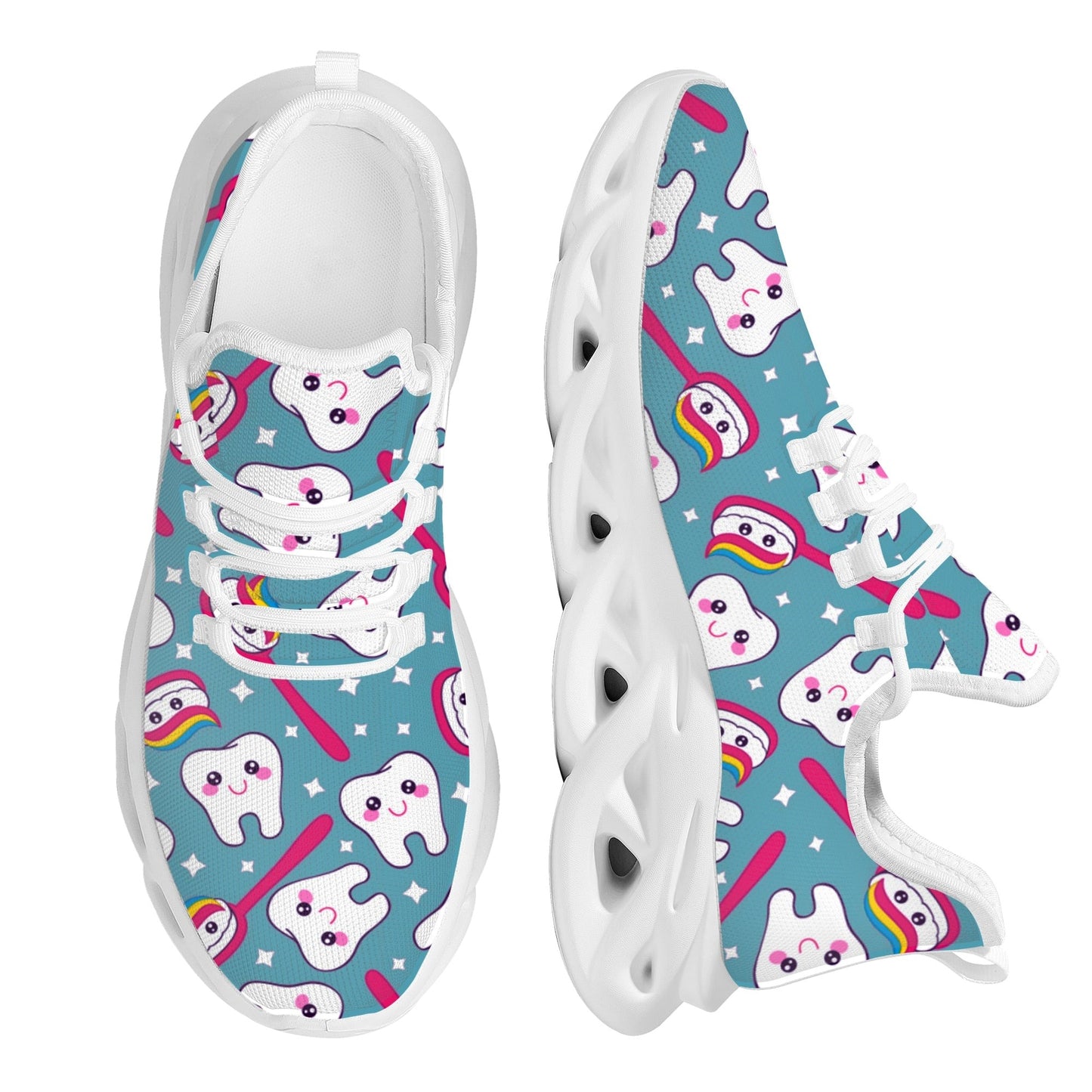 Soft Mesh Swing Sneakers Ladies Dental Platform Shoes for Women Cartoon Dentist Tooth Design Walking Shoes