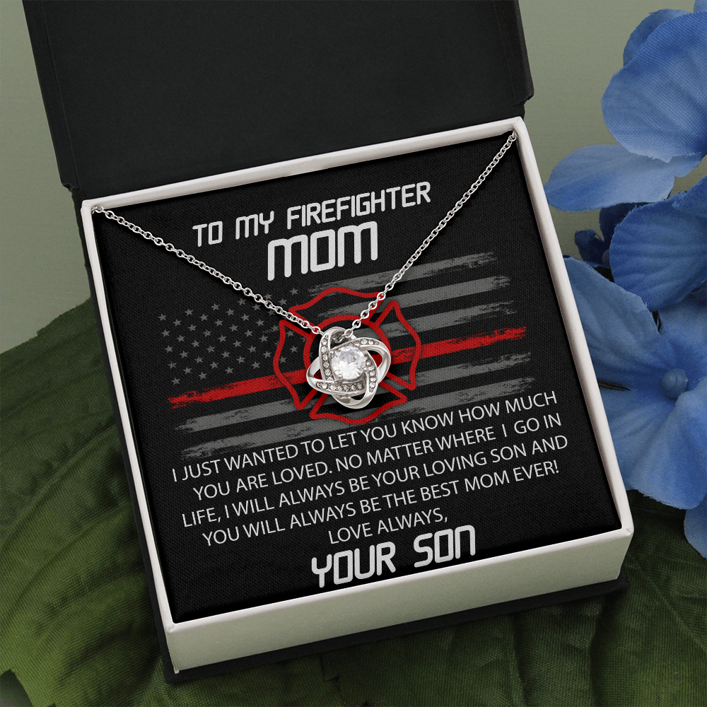 My Firefighter Mom Love Knot Necklace