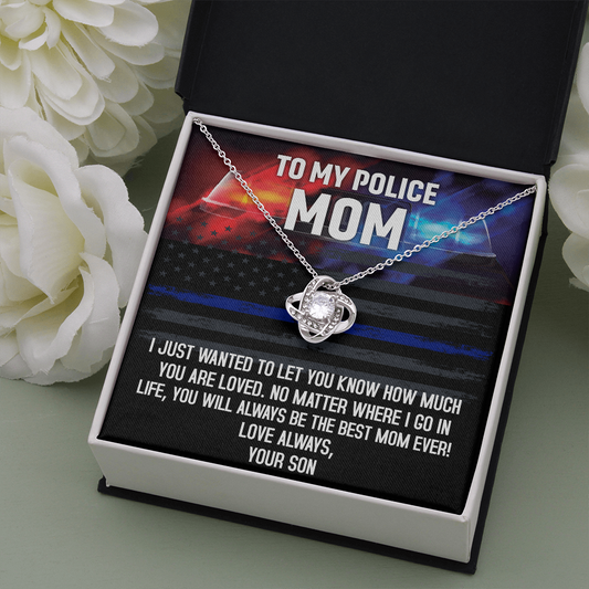 To My Police Mom Love Knot Necklace