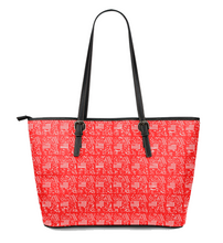 Cargar imagen en el visor de la galería, Bolso tote de cuero sintético de PU grande rojo con estampado de bombero
