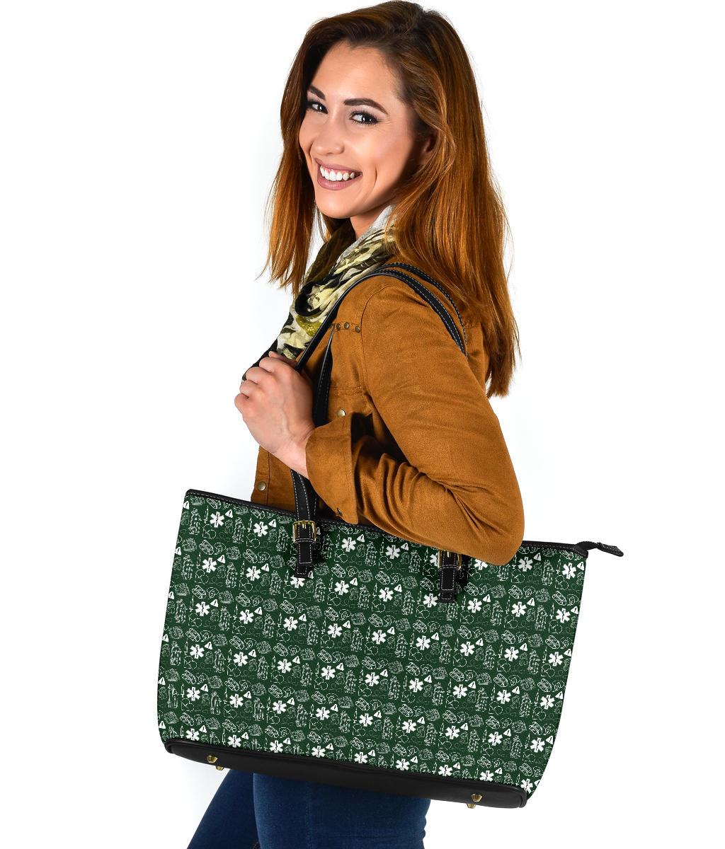 EMS/EMT/Paramedic Women's Green Large PU Faux Leather Tote Bag