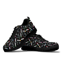 Cargar imagen en el visor de la galería, Phlebotomy Rainbows and Butterflies Women&#39;s Black Sneakers
