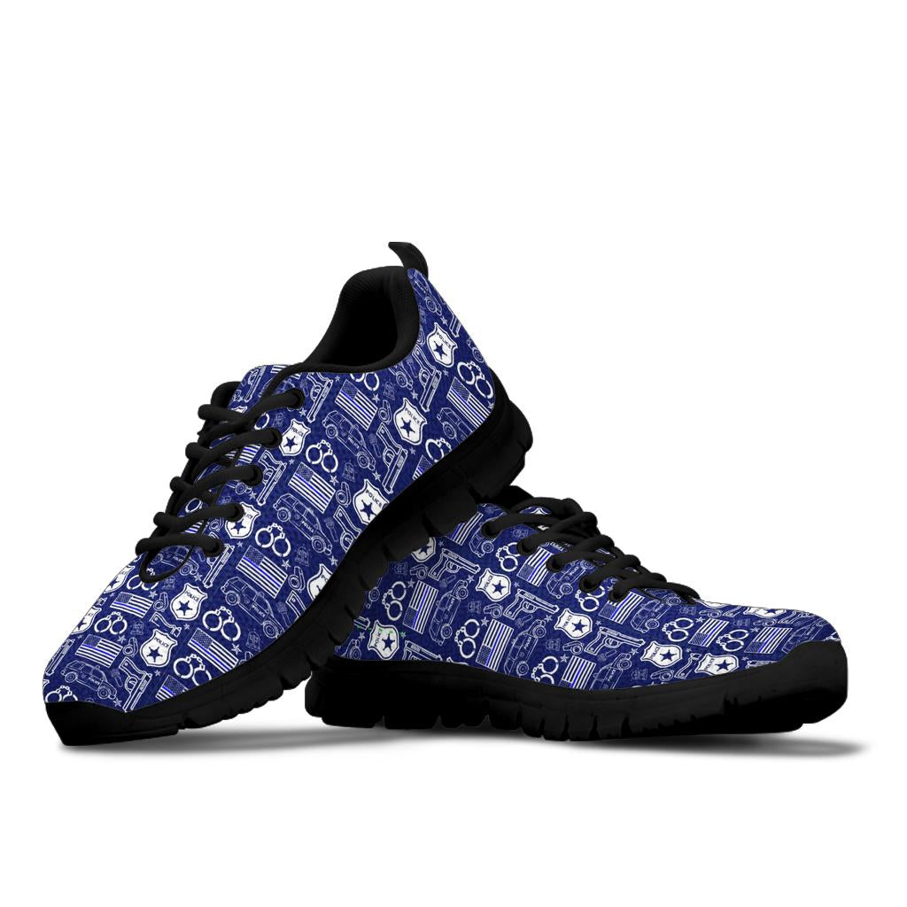 Police Print Back The Blue/White Women's Sneakers