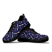 Load image into Gallery viewer, Phlebotomy Rainbows and Butterflies Women&#39;s Blue Sneakers

