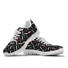 Load image into Gallery viewer, Phlebotomy Rainbows and Butterflies Women&#39;s Black Sneakers
