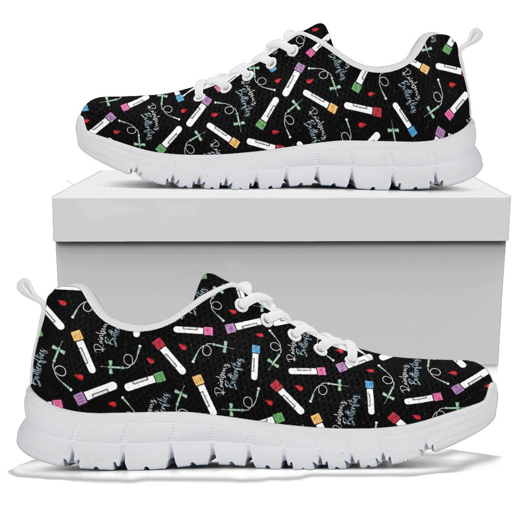 Phlebotomy Rainbows and Butterflies Zapatillas negras para mujer