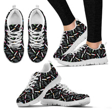 Load image into Gallery viewer, Phlebotomy Rainbows and Butterflies Women&#39;s Black Sneakers
