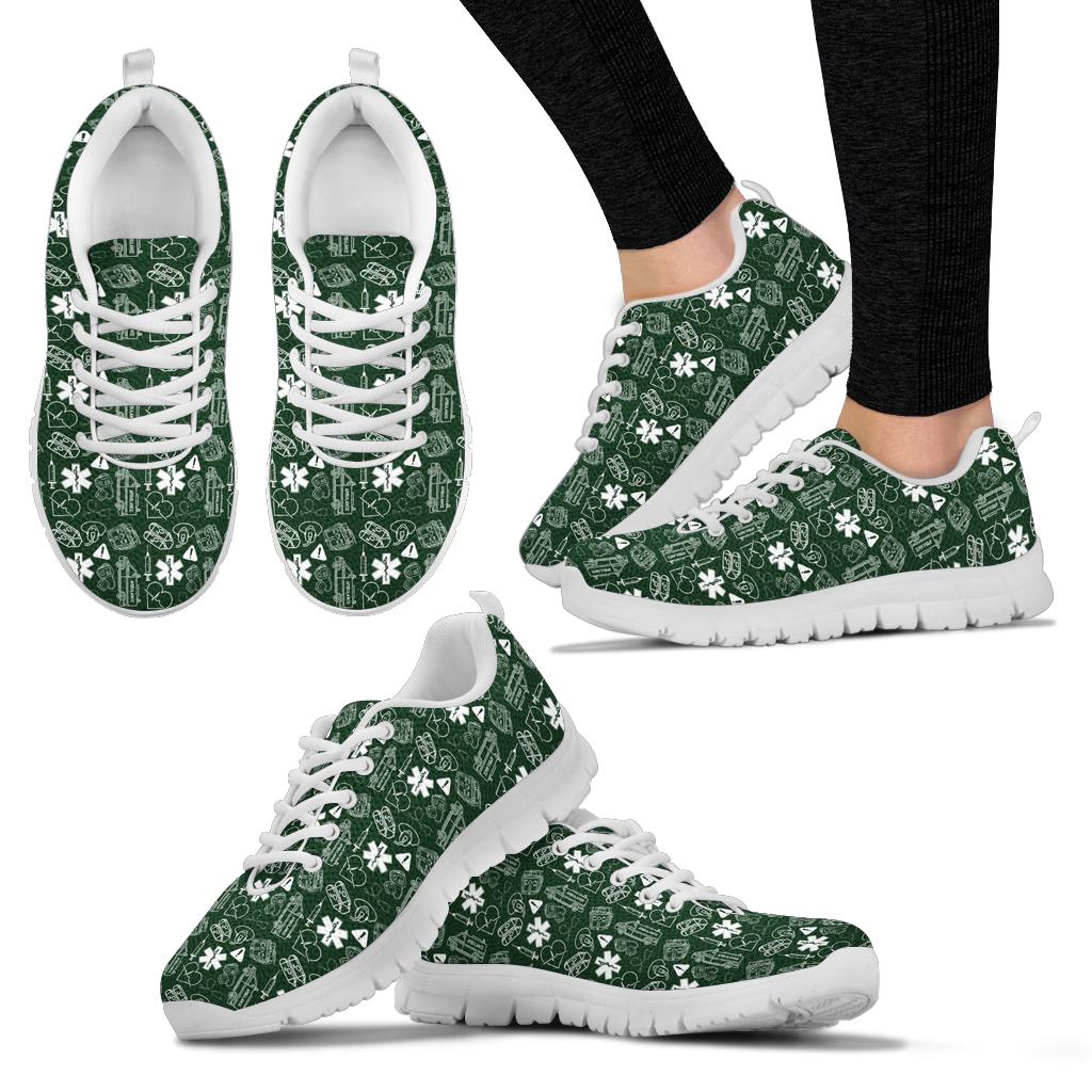 EMS/EMT/Paramedic Women's Green/White Sneakers