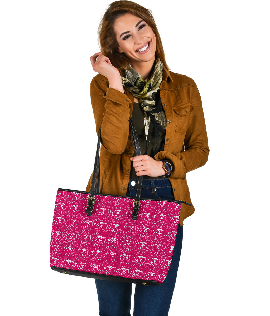 Nurse Practitioner (NP) Large Pink PU Faux Leather Tote Bag