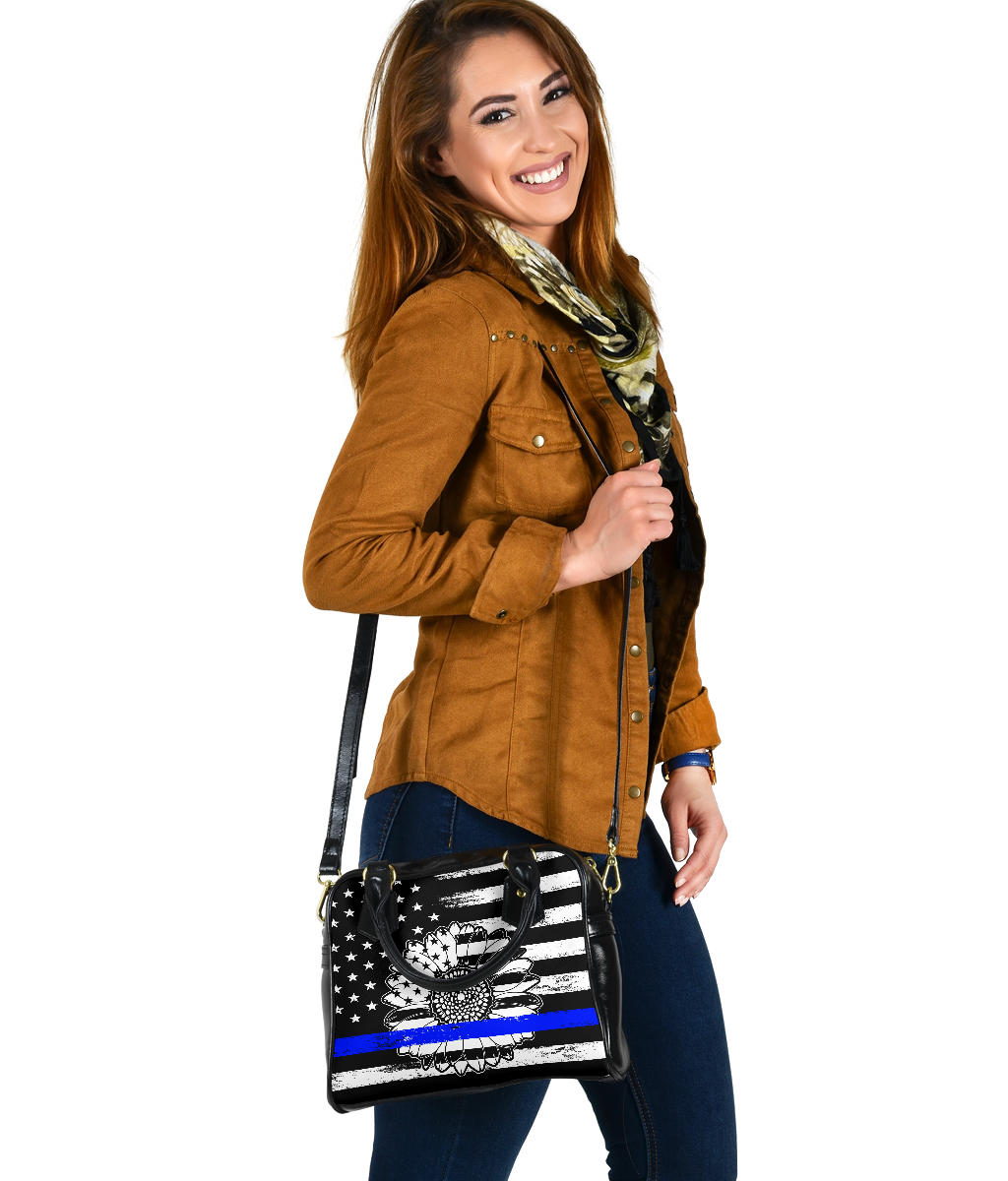 Thin Blue Line Sunflower PU Faux Leather Handbag