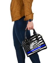 Load image into Gallery viewer, Thin Blue Line Sunflower PU Faux Leather Handbag
