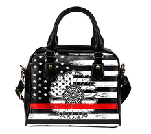 Load image into Gallery viewer, Thin Red Line Sunflower PU Faux Leather Handbag
