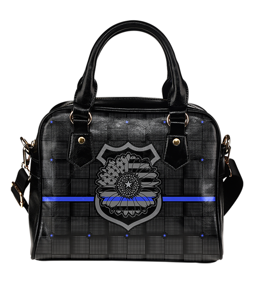 Thin Blue Line Sunflower Police PU Faux Leather Handbag